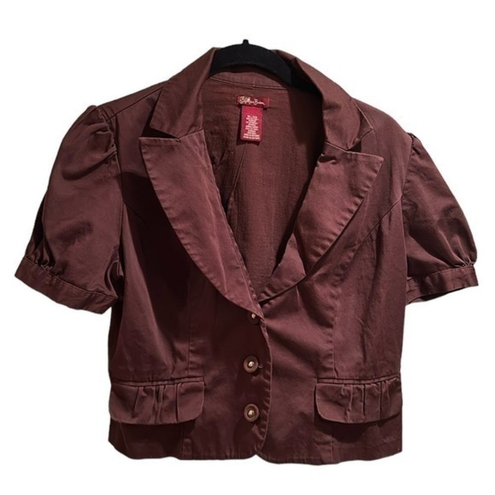 Miss Bisou Brown Short Sleeved Button Up Vest Size XL